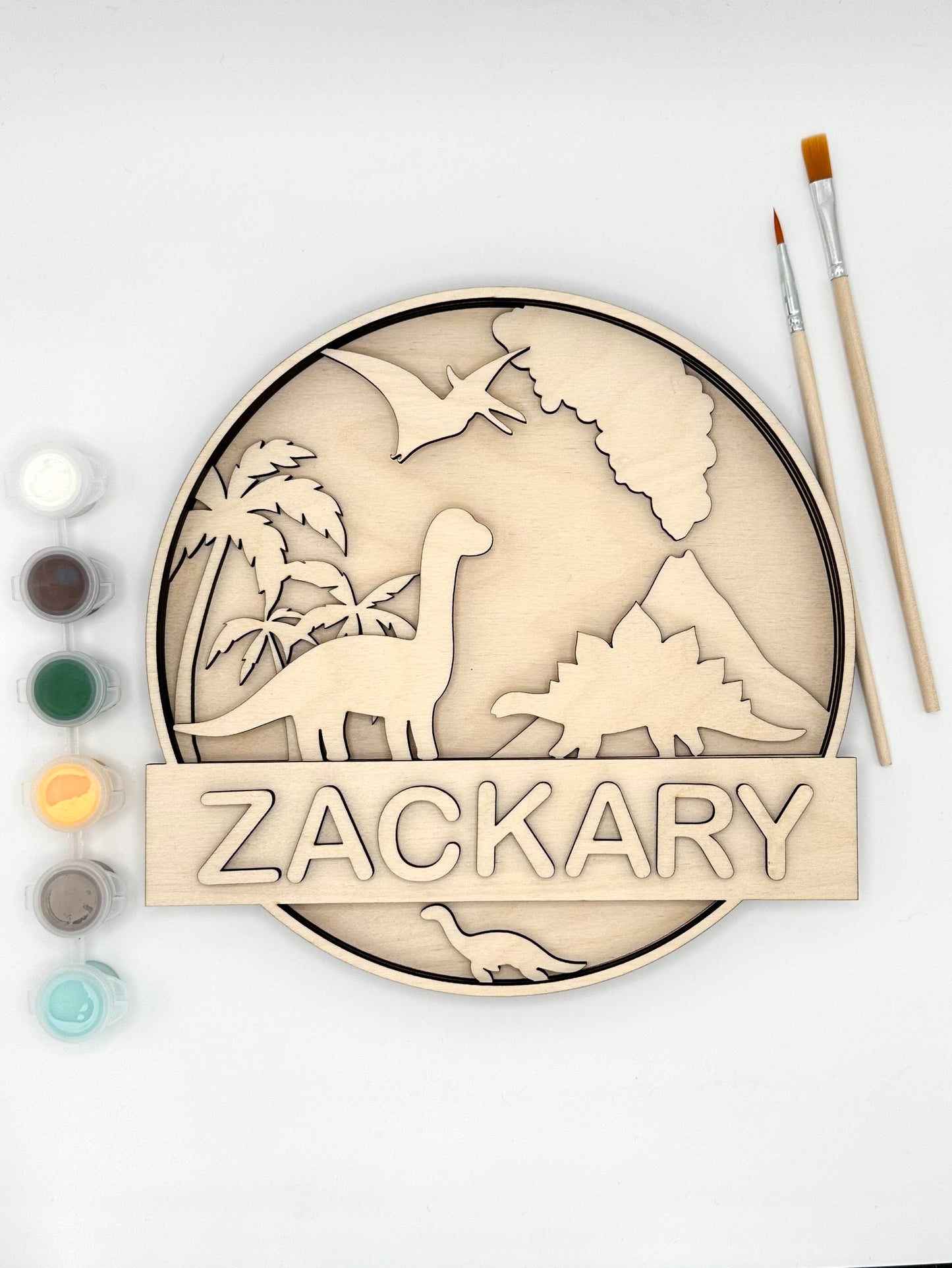 Personalized Door Sign Colouring Kit "Dinosaurs"
