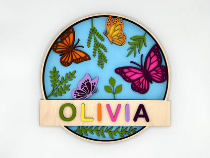 Personalized Door Sign Colouring Kit "Butterflies"