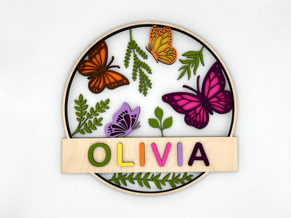 Personalized Door Sign Colouring Kit "Butterflies"