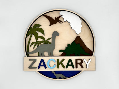 Personalized Door Sign Colouring Kit "Dinosaurs"
