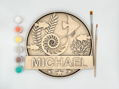 Personalized Door Sign Colouring Kit "Under the Sea"