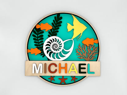 Personalized Door Sign Colouring Kit "Under the Sea"