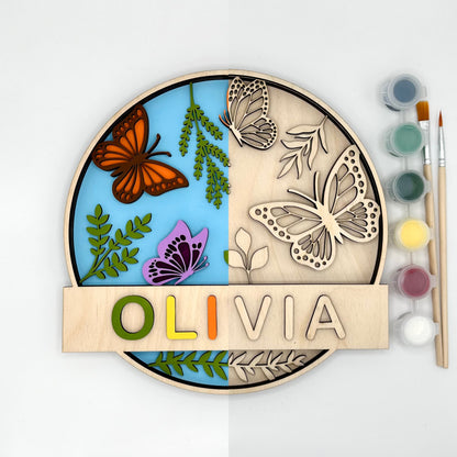 Personalized Door Sign Colouring Kit "Butterflies"