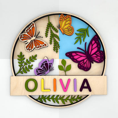 Personalized Door Sign Colouring Kit "Butterflies"