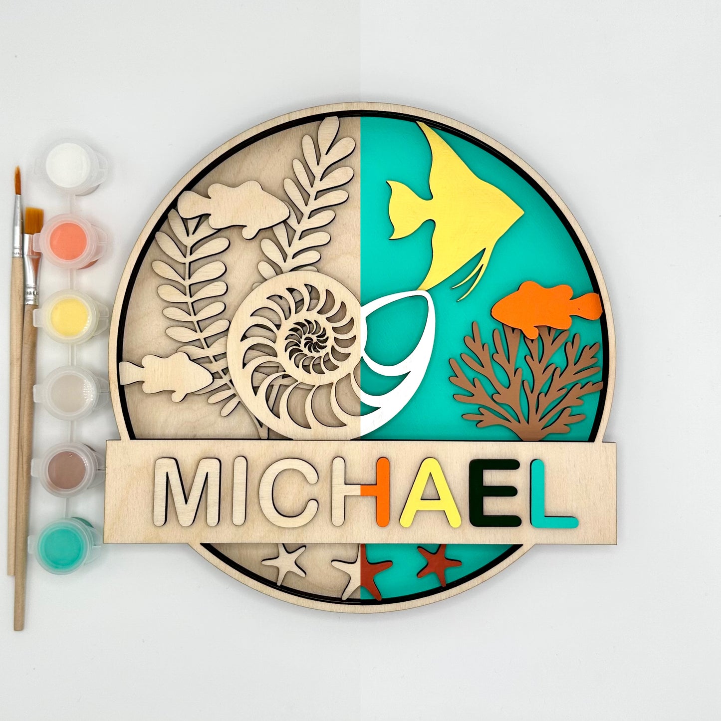 Personalized Door Sign Colouring Kit "Under the Sea"