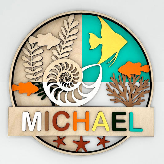 Personalized Door Sign Colouring Kit "Under the Sea"
