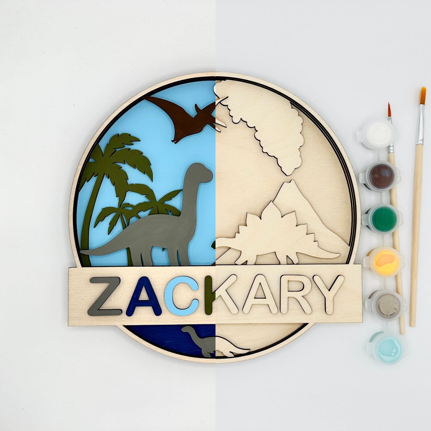 Personalized Door Sign Colouring Kit "Dinosaurs"